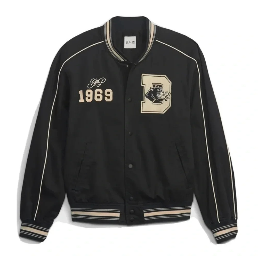 NWT Gap x BKC Kids Boys Black Brooklyn Circus Varsity Jacket Bomber Size XS 4-5